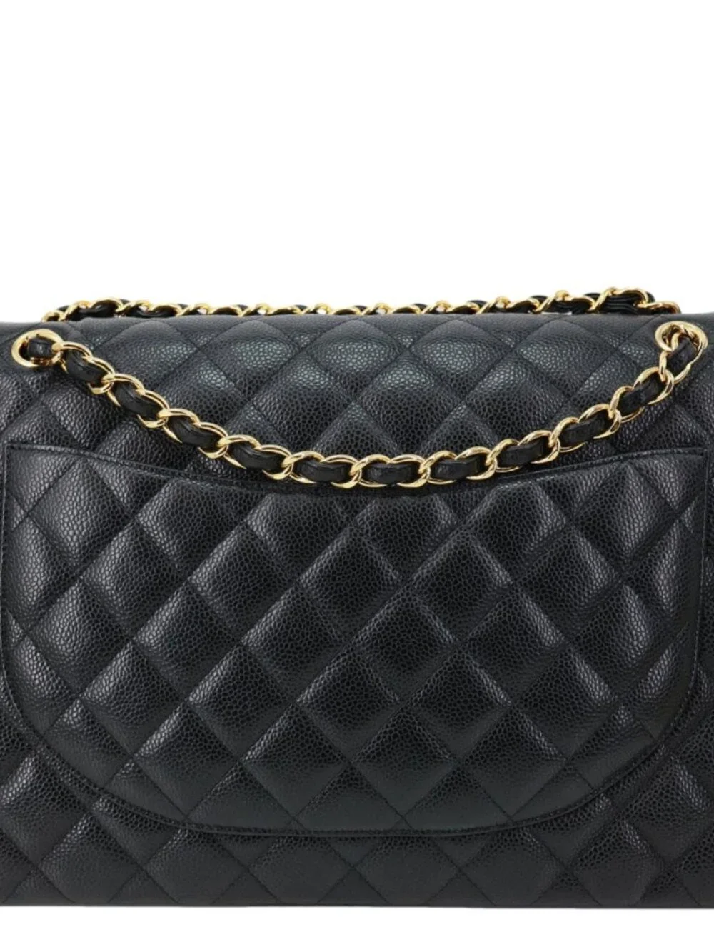 Chanel  Classic Double Flap Large Quilted Caviar Leather Shoulder Bag Black